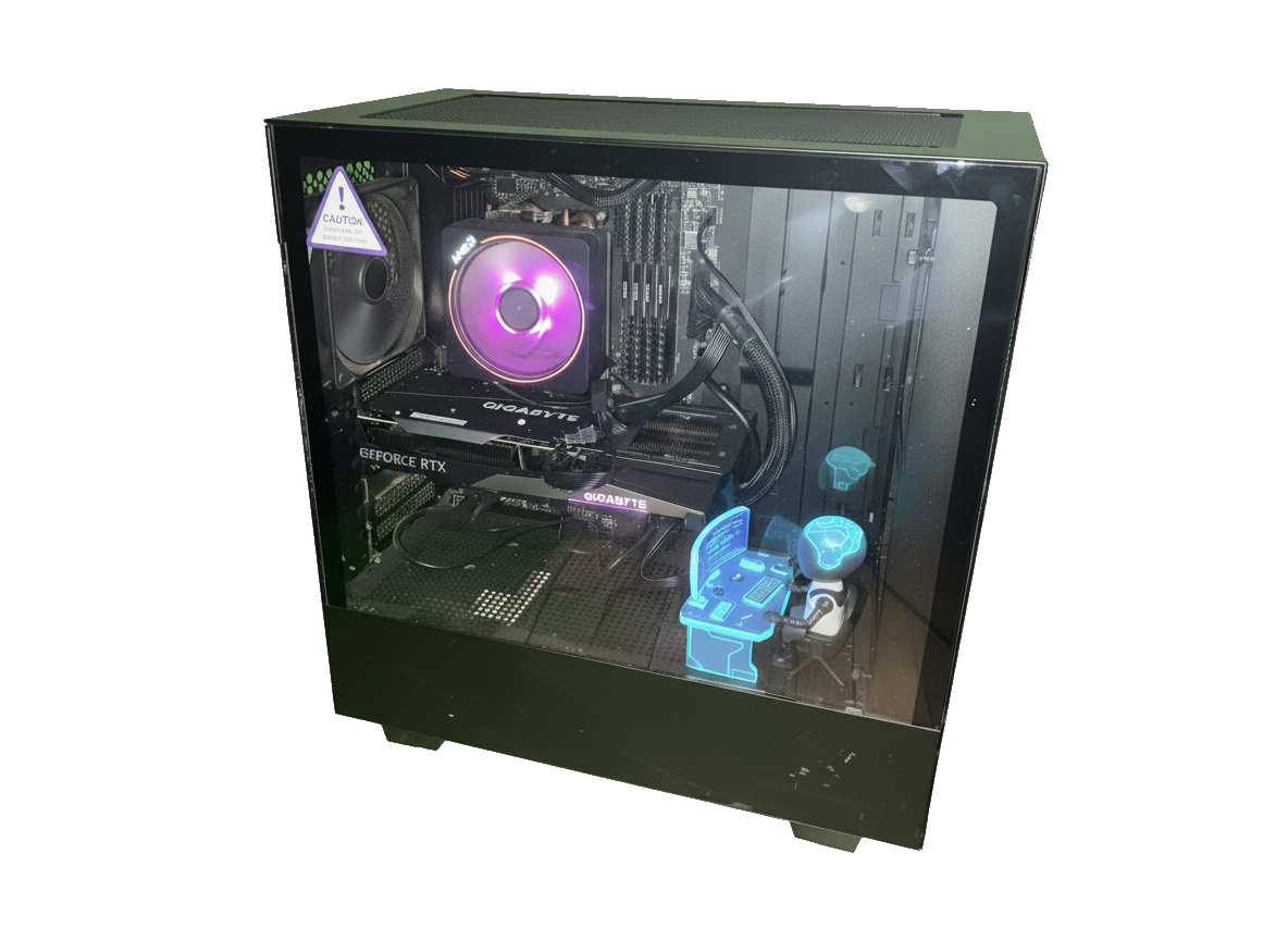 AI agent working at desk inside NVIDIA RTX 3060 12GB GPU - FlashSpark inference in action